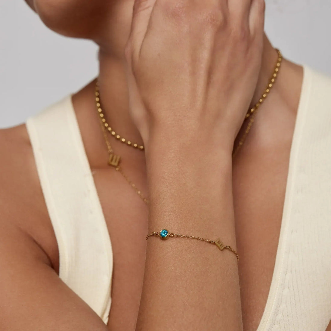 Bracelet with Initial and Birthstone