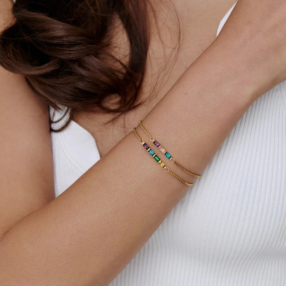 Delicate Baguette Birthstone Bracelet