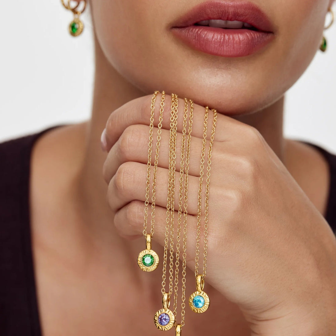 Necklace with Crushed Birthstone Pendant