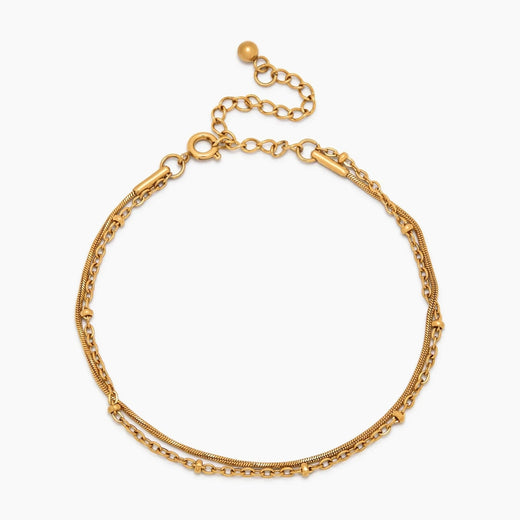 Layered Bracelet with Ball Chain and Snake Chain