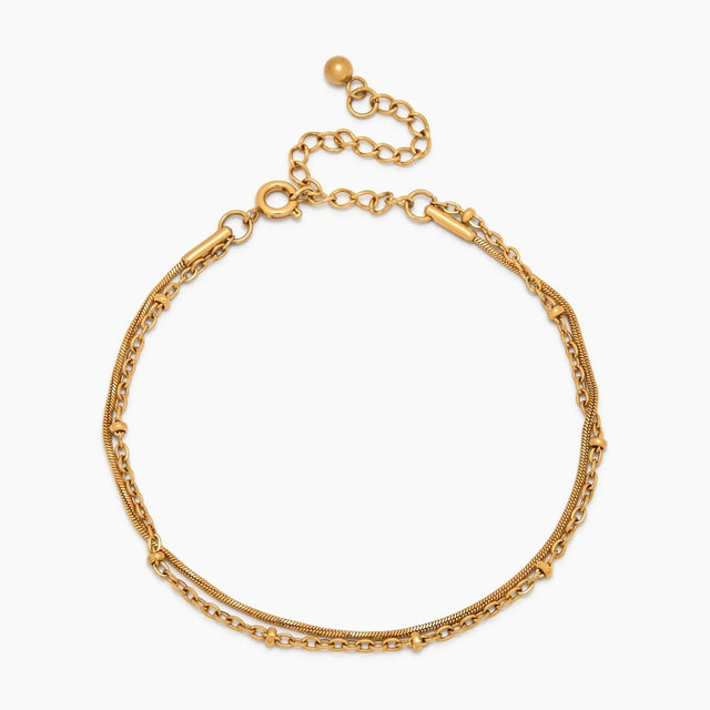 Layered Bracelet with Ball Chain and Snake Chain