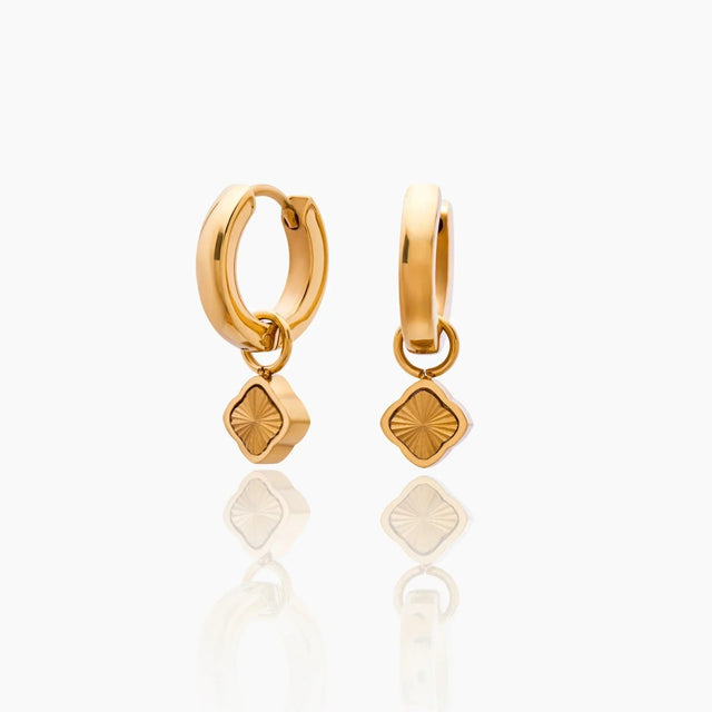 Mini Sunburst Clover Huggie Hoops
