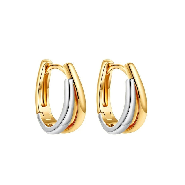Two-Tone Double Huggie Earrings