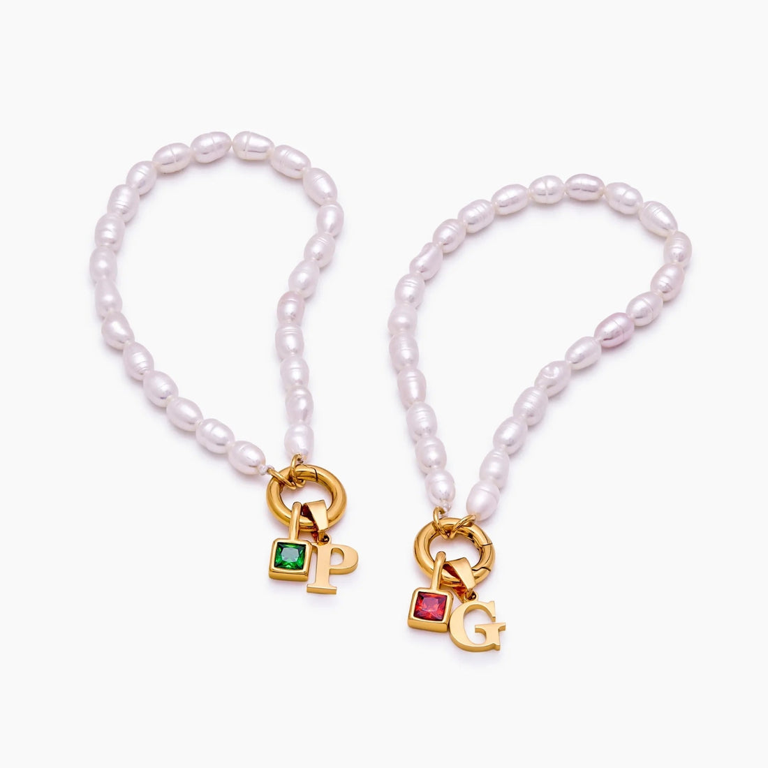Pearl Bracelet with Initial and Birthstone