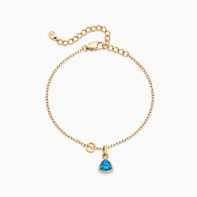 Charm Bracelet with Initial and Birthstone