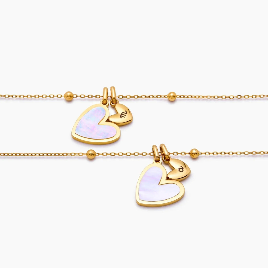 Duo Heart Necklace with Initial