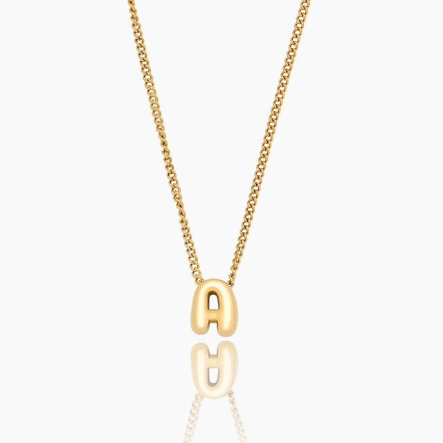 Necklace with Bubble Initial Charm