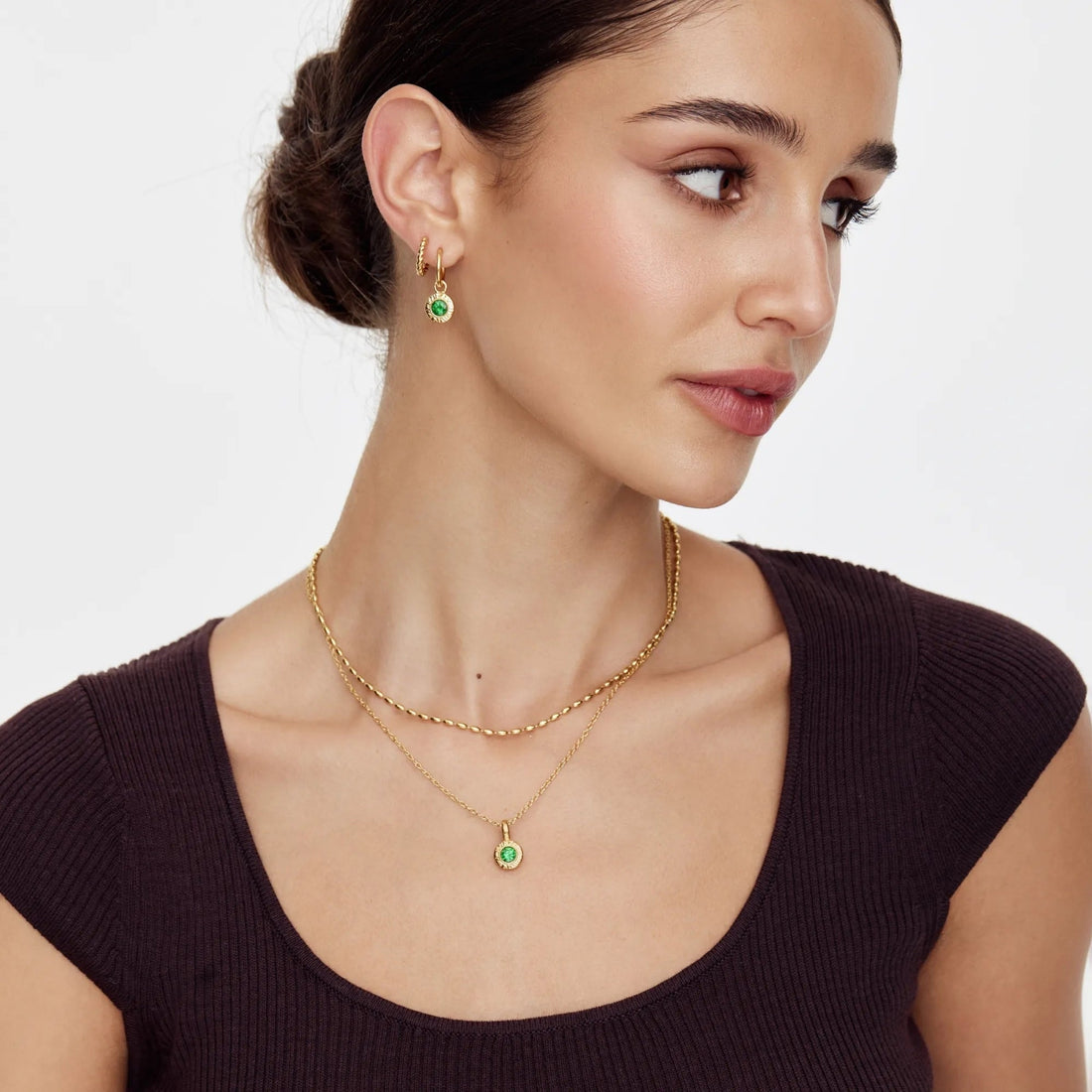 Necklace with Crushed Birthstone Pendant