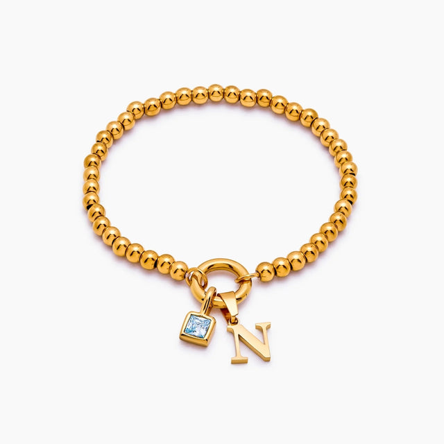Initial Bracelet with Birthstone