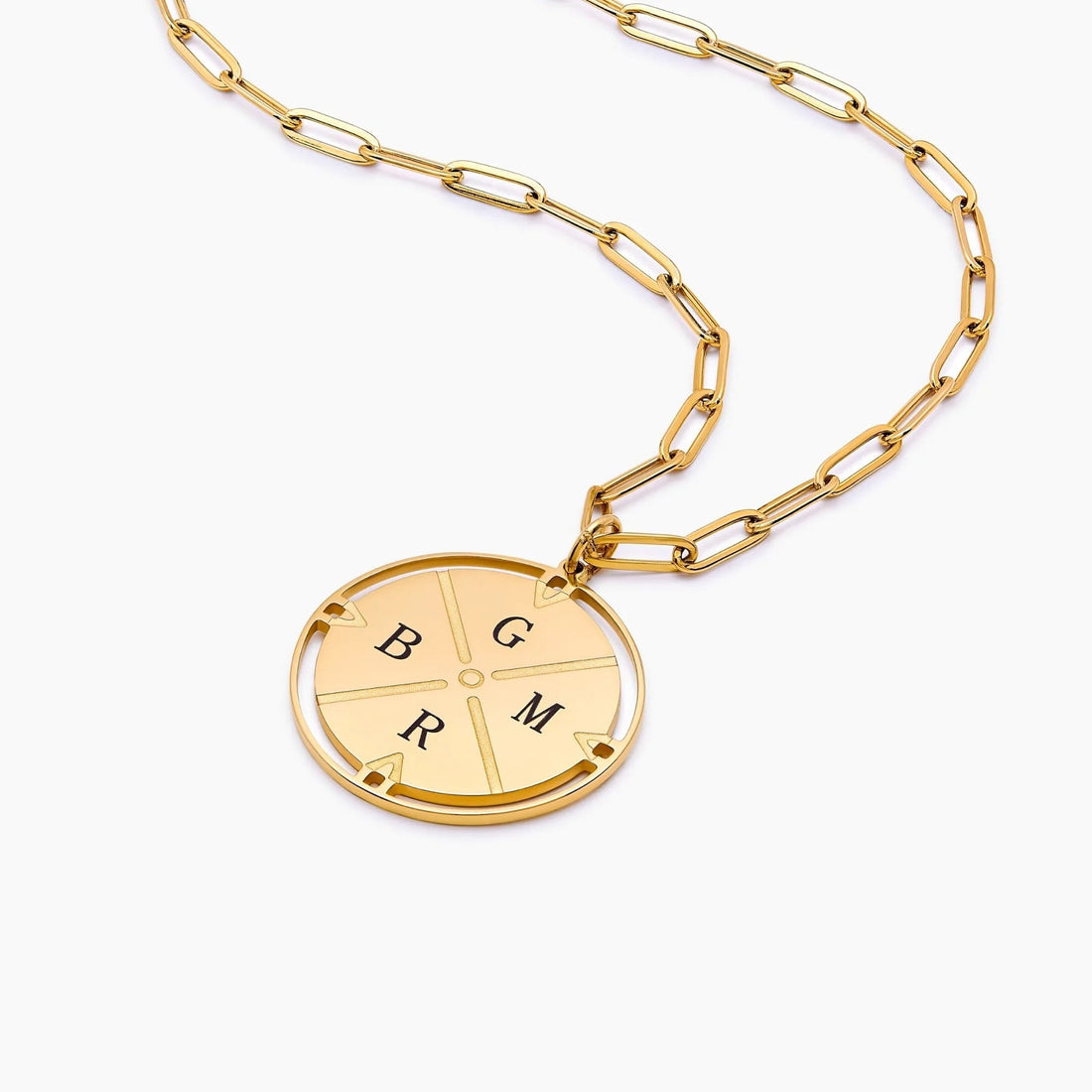 Compass Necklace with Engraved Initial