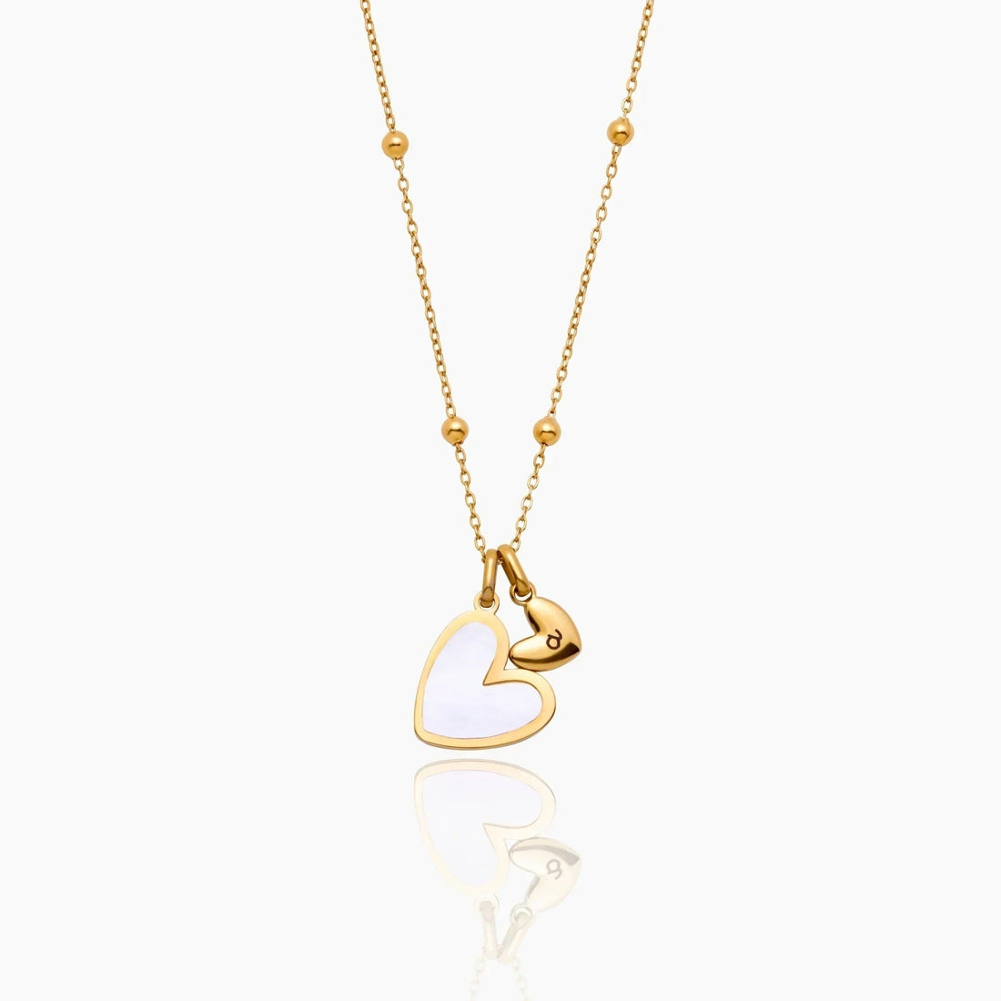 Duo Heart Necklace with Initial