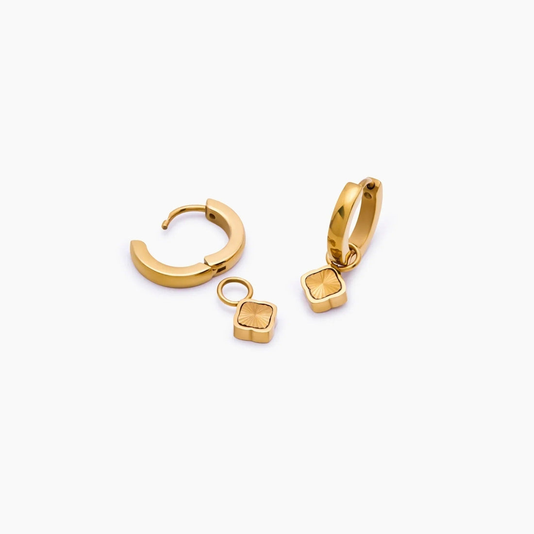 Mini Sunburst Clover Huggie Hoops