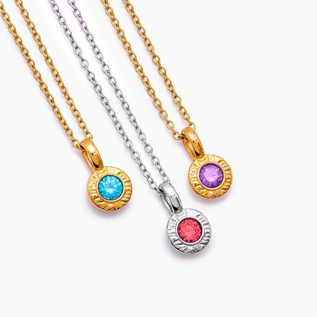 Necklace with Crushed Birthstone Pendant
