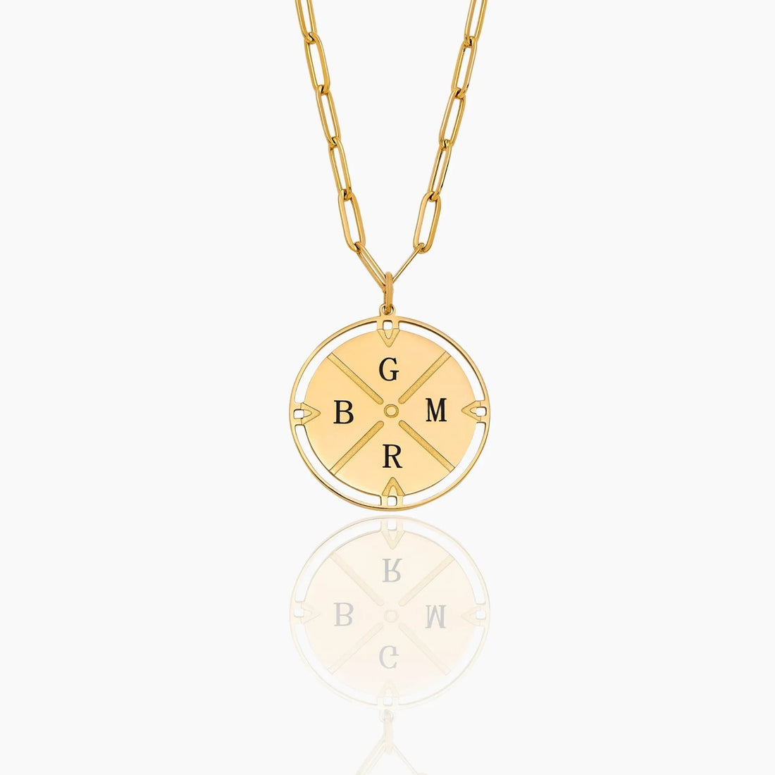 Compass Necklace with Engraved Initial