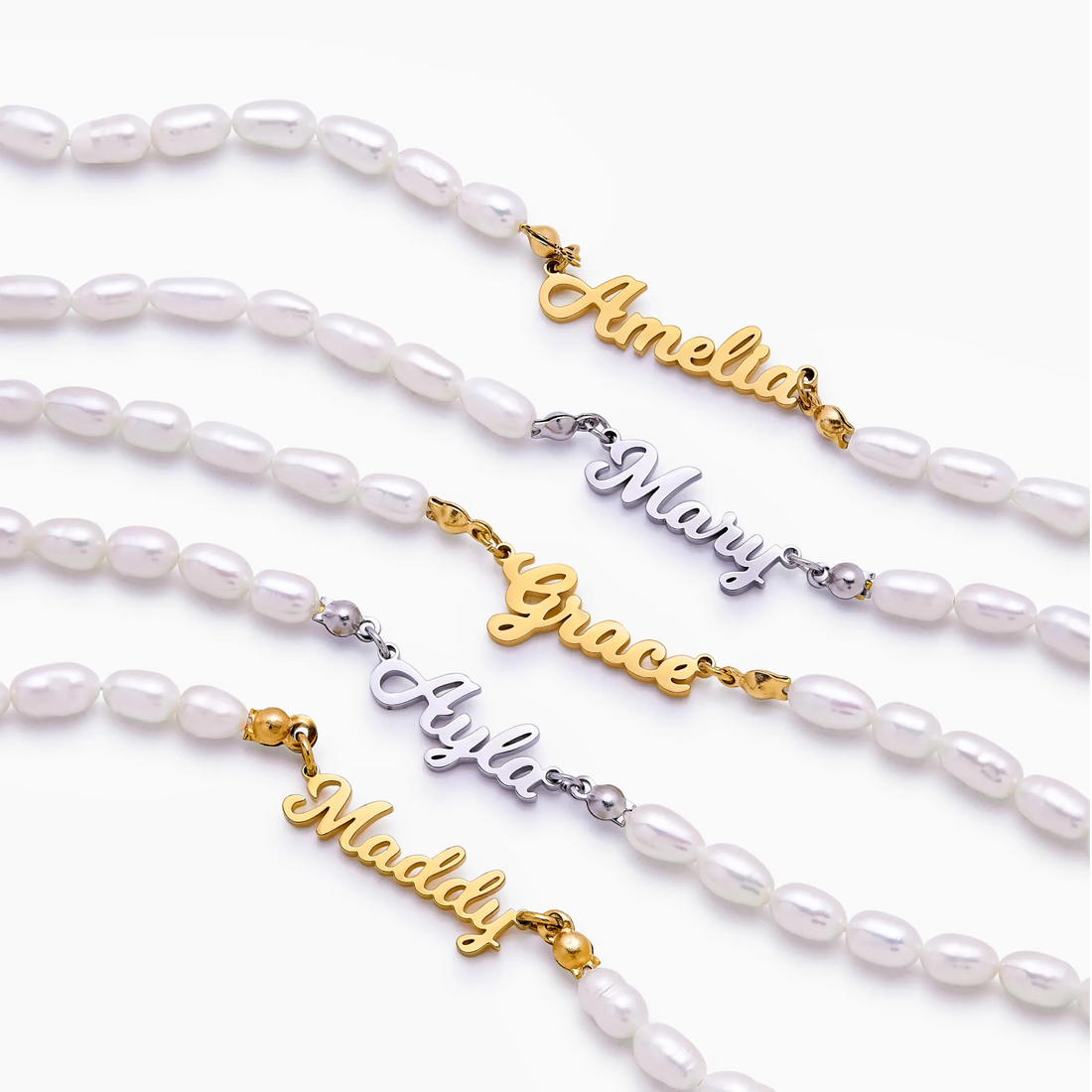 Personalized Name Necklace with Pearls