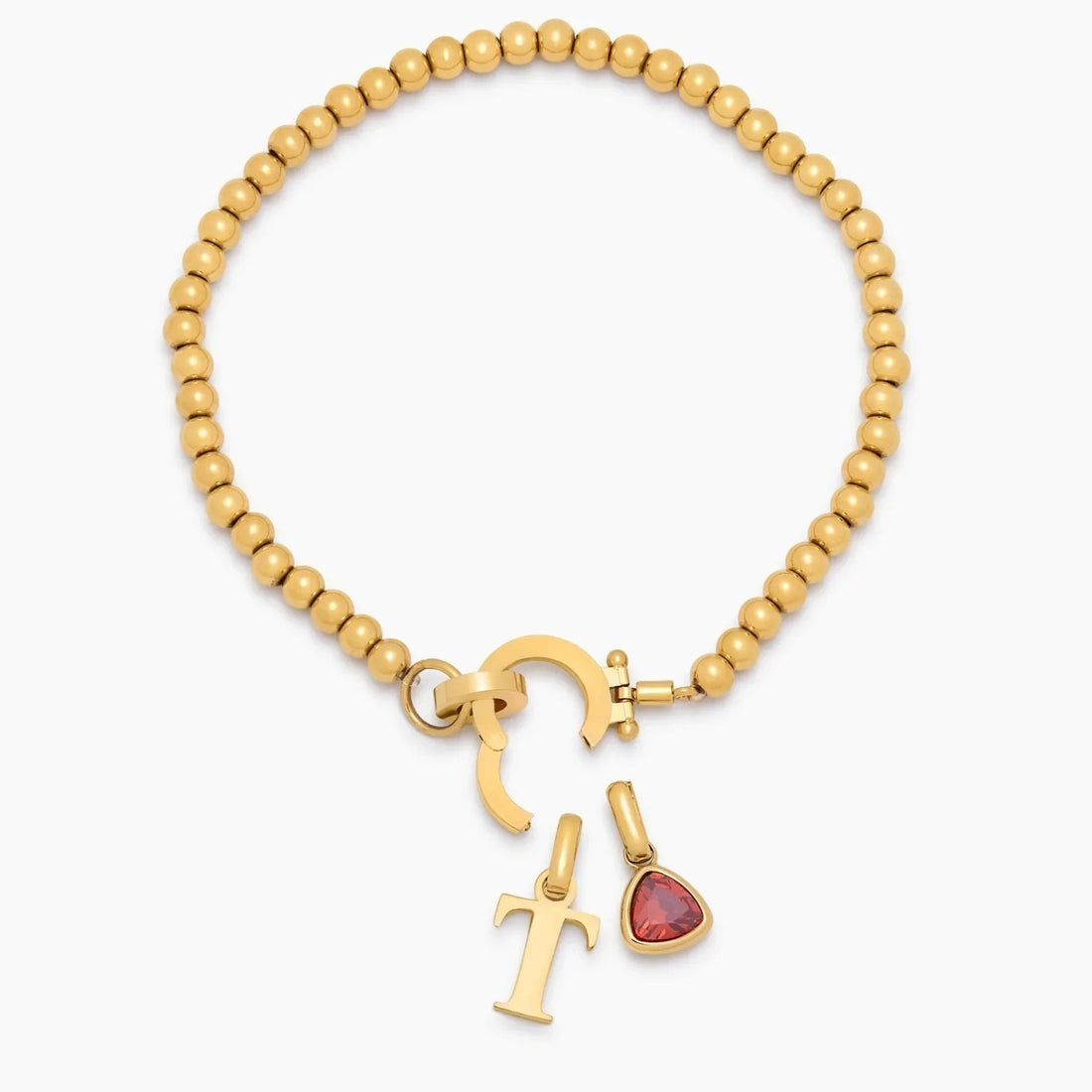 Charm Bracelet with Birthstone and Initial