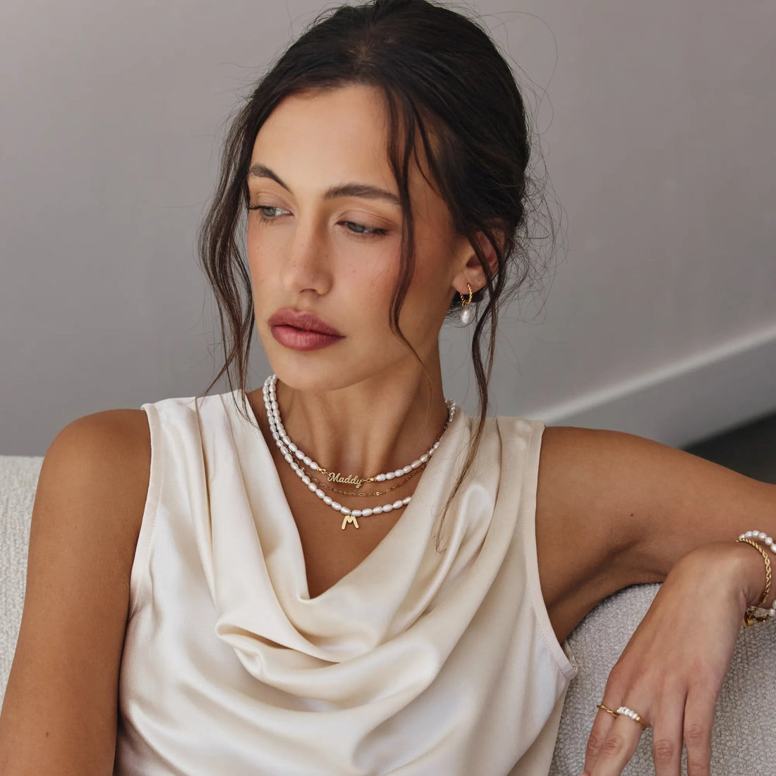 Pearl Necklace with Initial