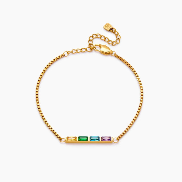 Delicate Baguette Birthstone Bracelet