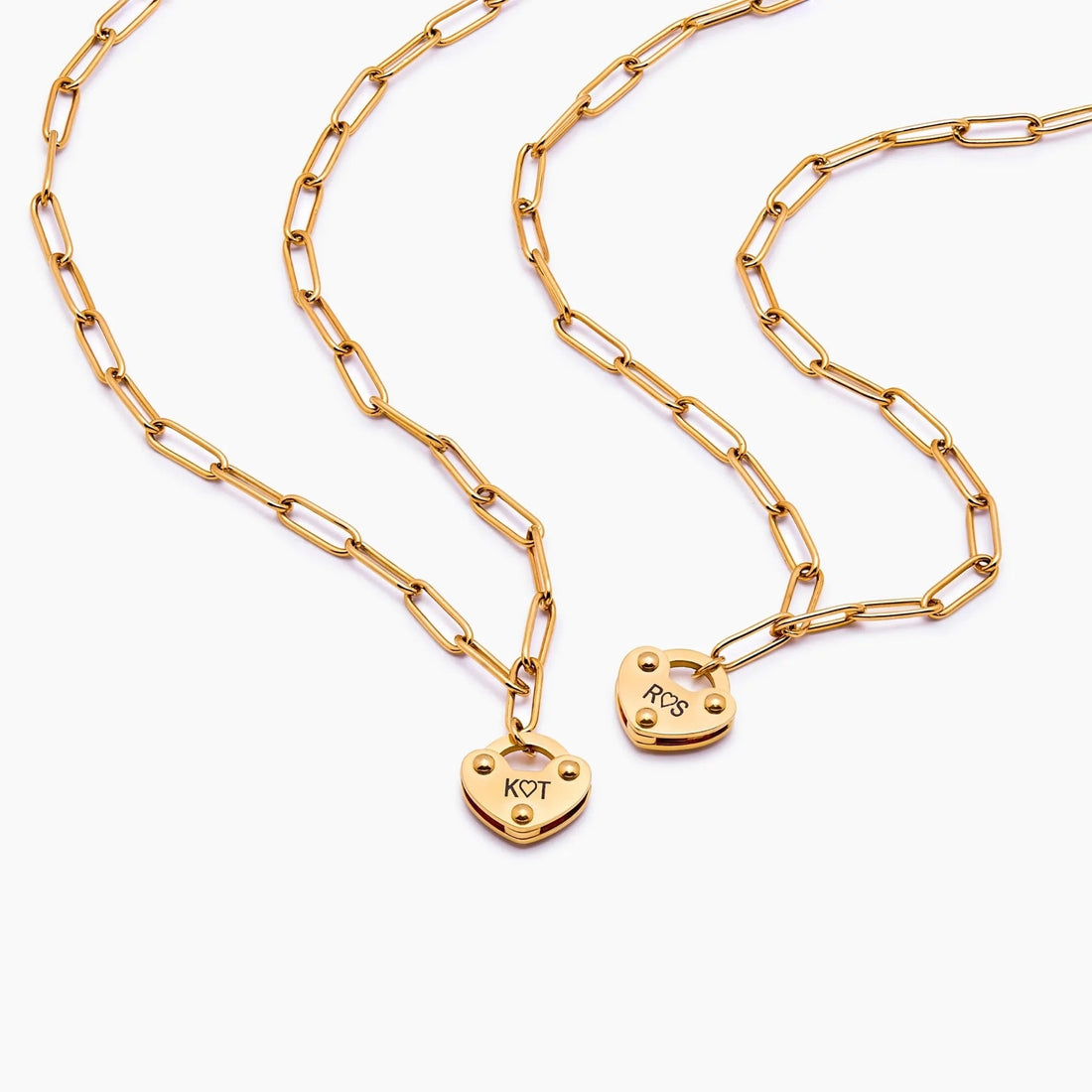 Name Necklace with Heart Padlock and Initial