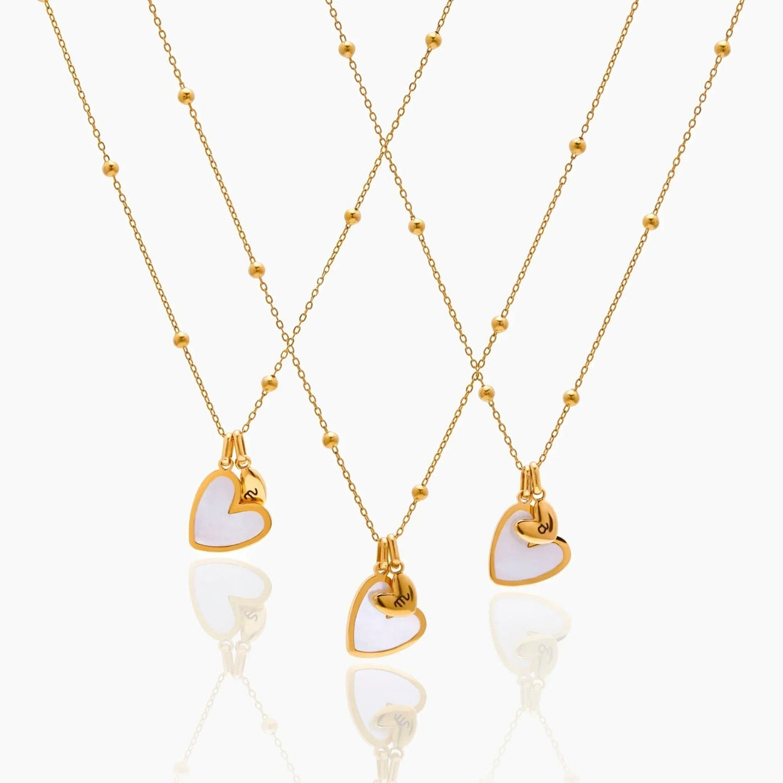 Duo Heart Necklace with Initial