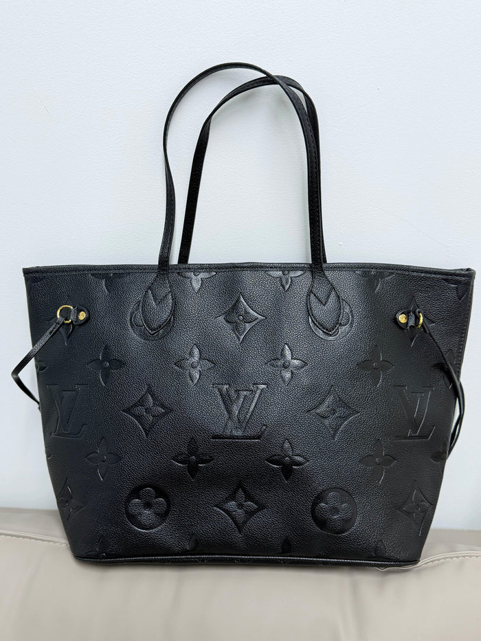LV Neverfull Black Embossed