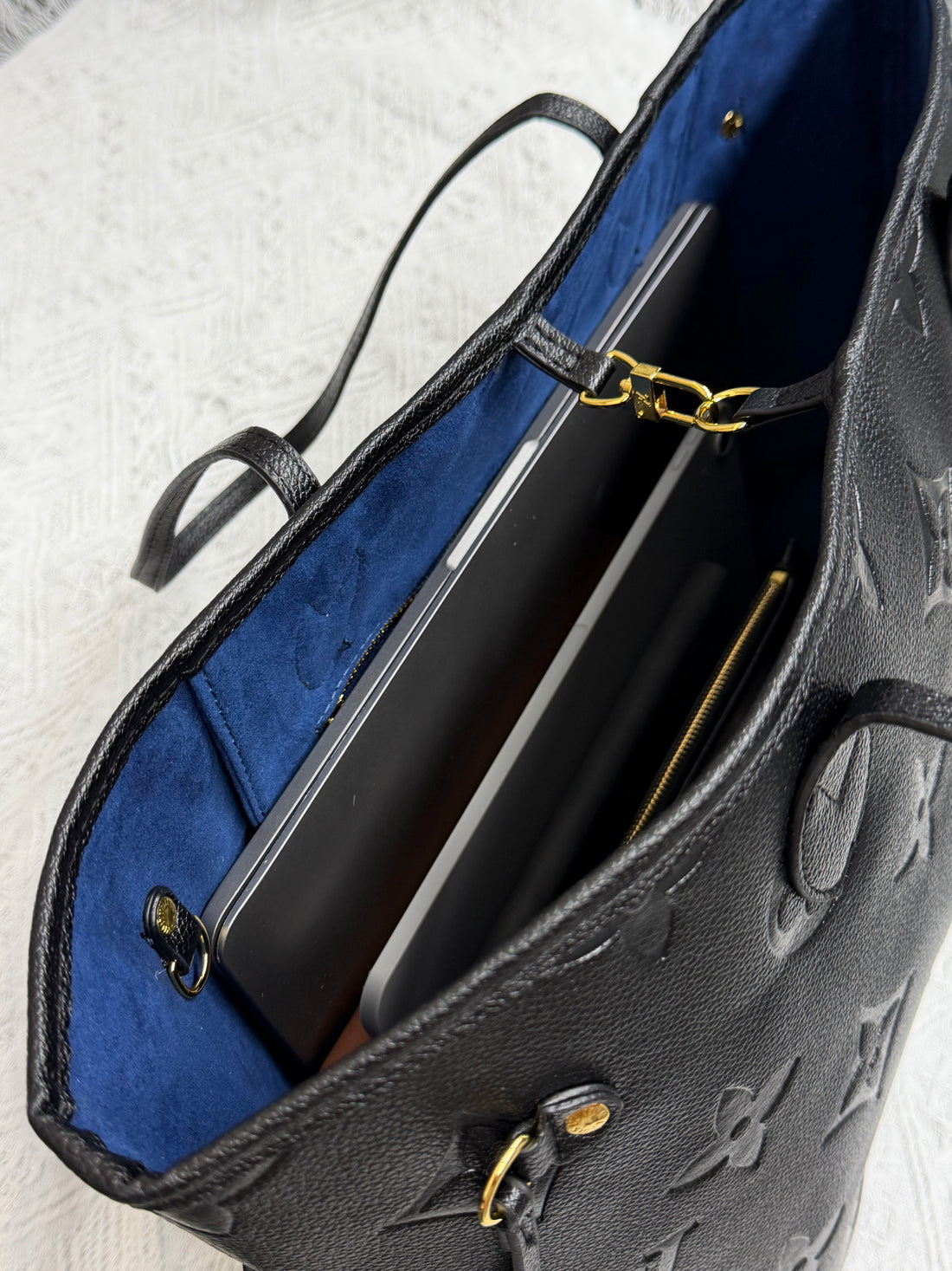 Luxury LV Neverfull Black Embossed