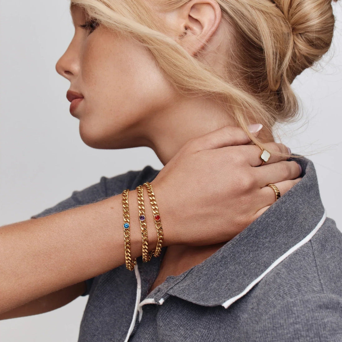Curb Chain Bracelet with Birthstone