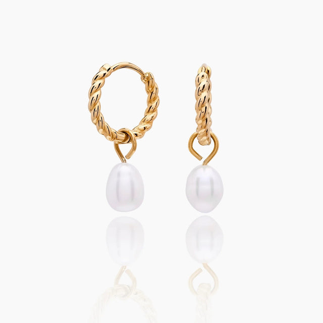 Mini Twisted Hoops with Pearl