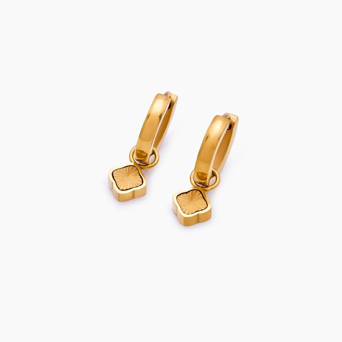 Mini Sunburst Clover Huggie Hoops