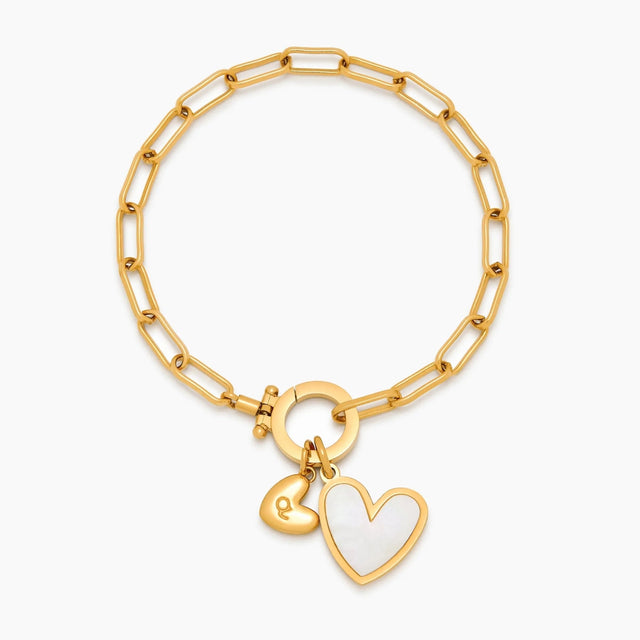 Paperclip Duo Bracelet with Initial and Heart