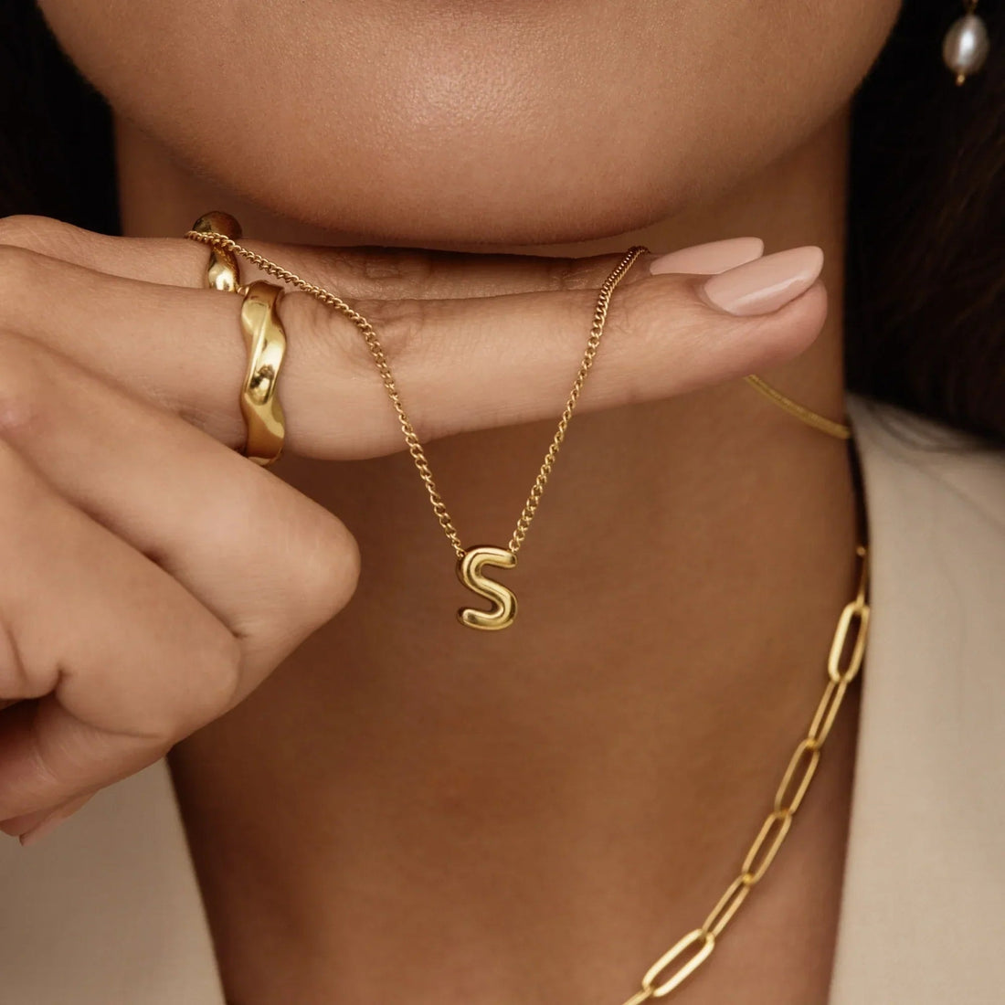 Necklace with Bubble Initial Charm