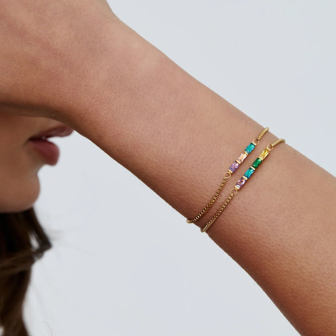 Delicate Baguette Birthstone Bracelet