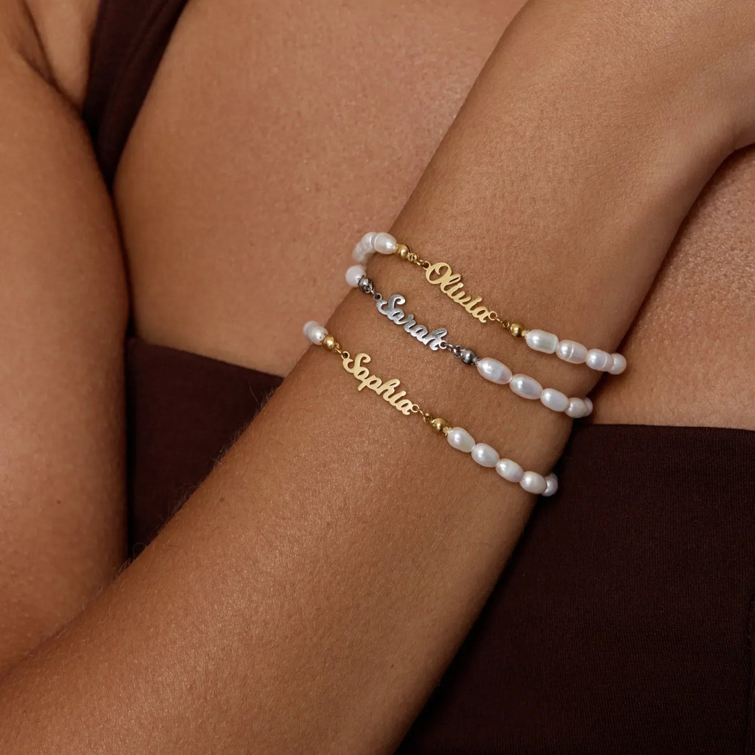 Name Bracelet with Freshwater Pearls