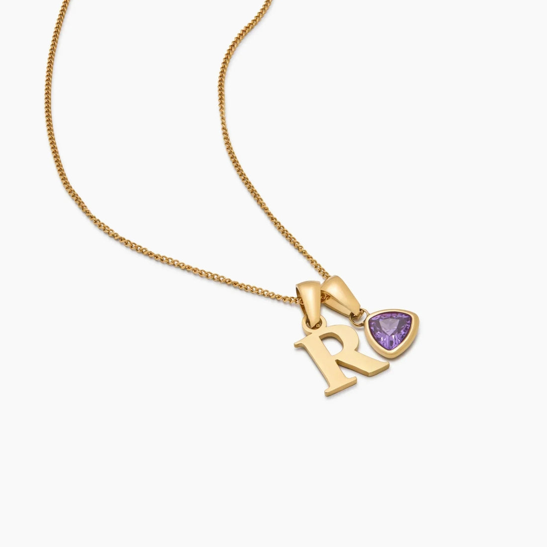 Initial Necklace with Birthstone Charm