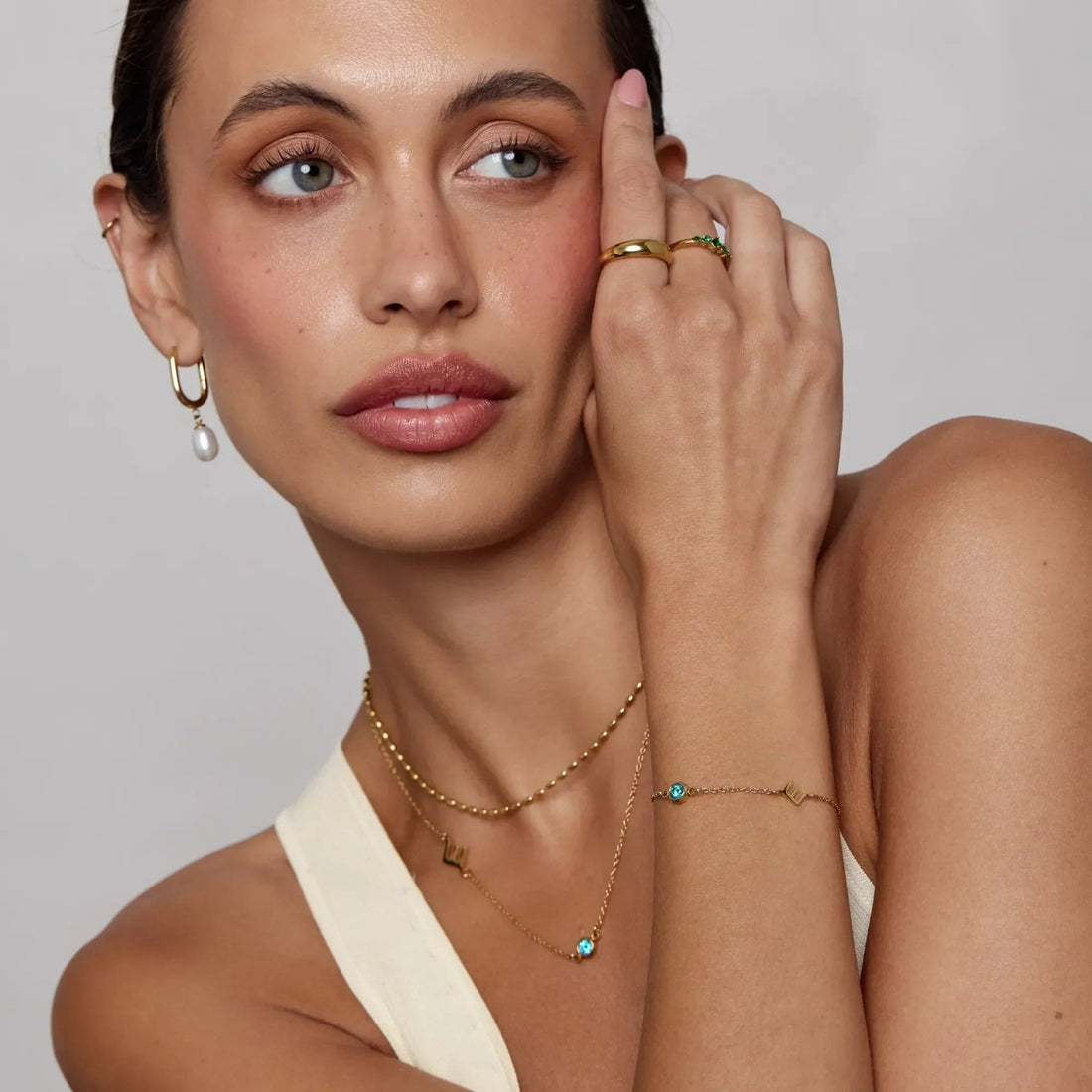 Bracelet with Initial and Birthstone