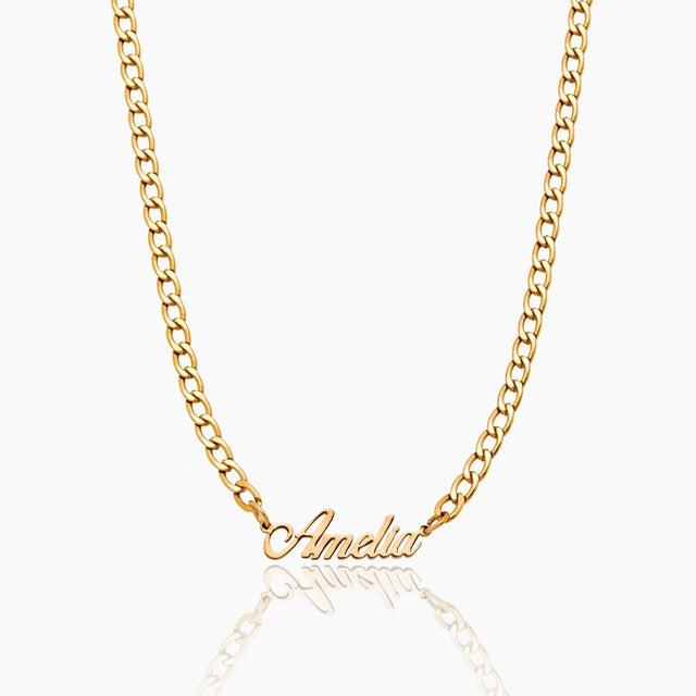 Bold Groumet Chain Name Necklace