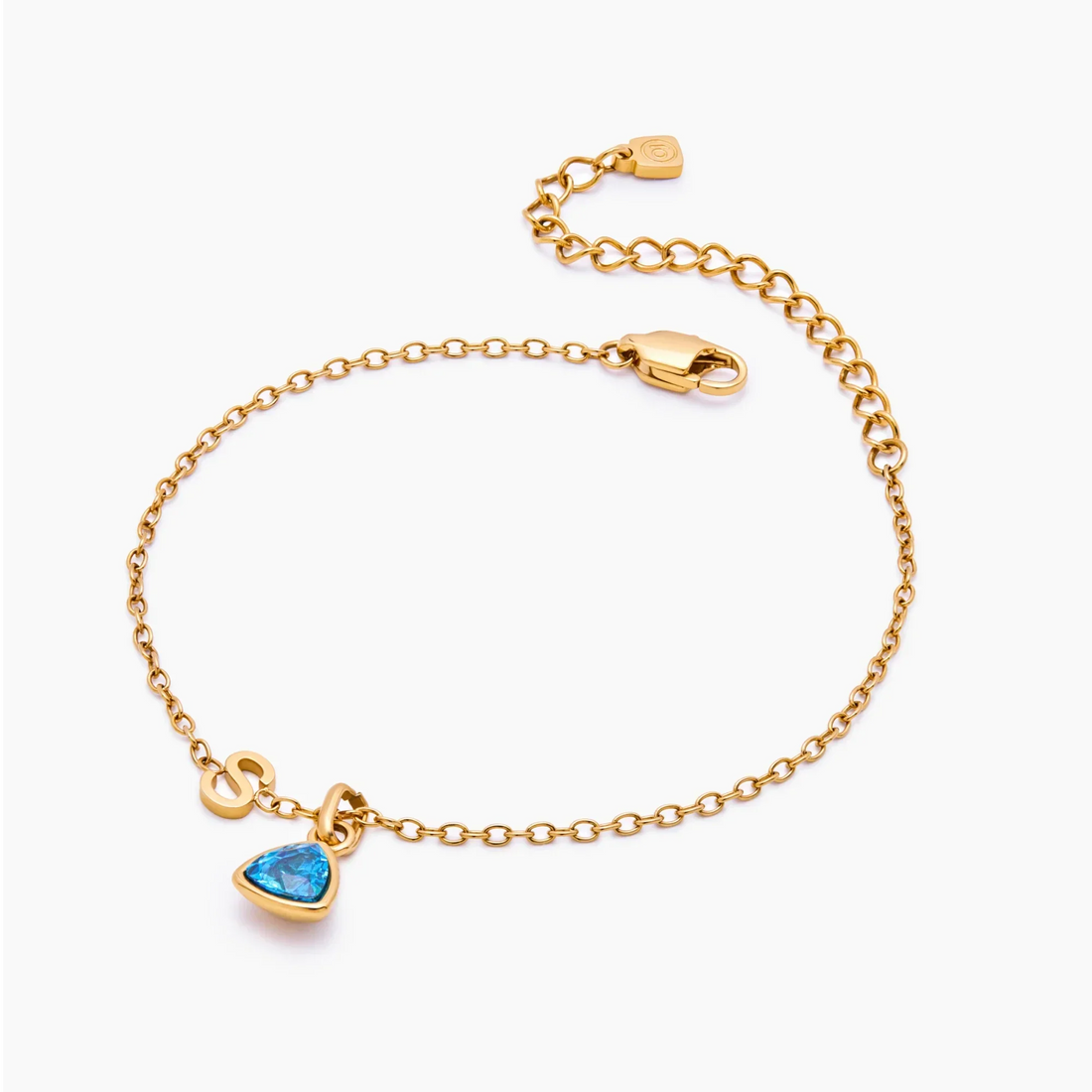 Charm Bracelet with Initial and Birthstone