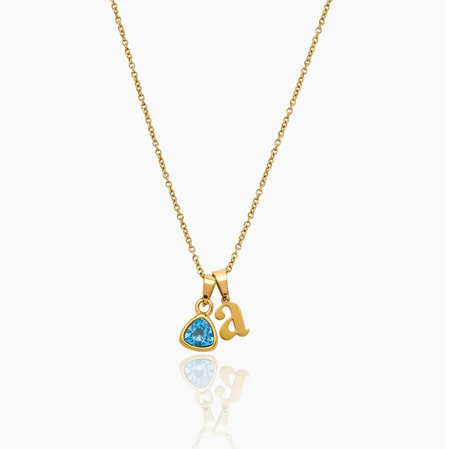 By Heart Initial and Birthstone Necklace