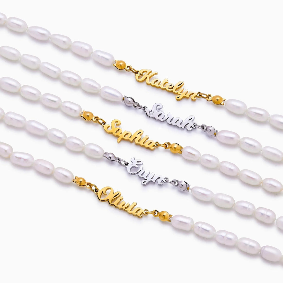 Name Bracelet with Freshwater Pearls
