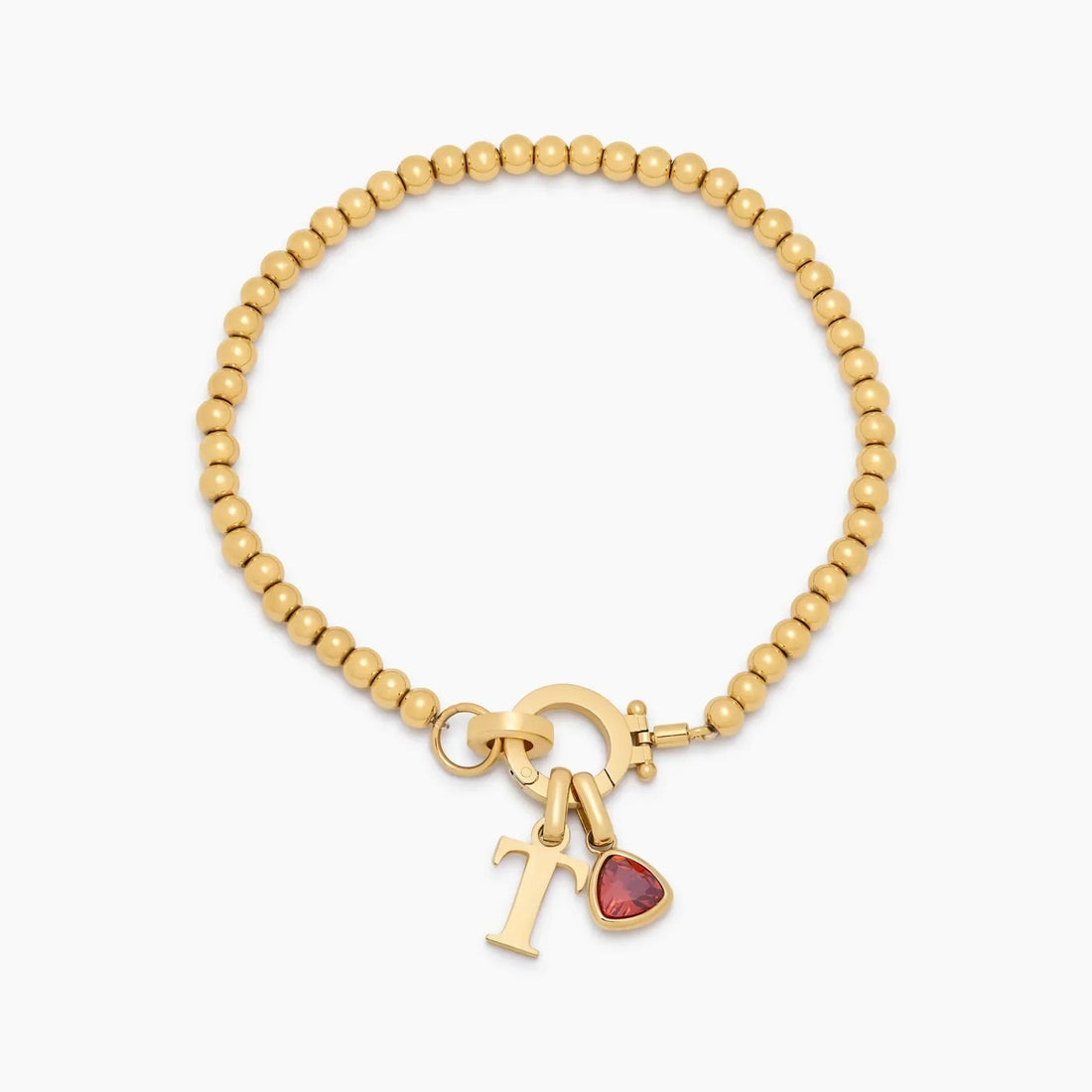Charm Bracelet with Birthstone and Initial