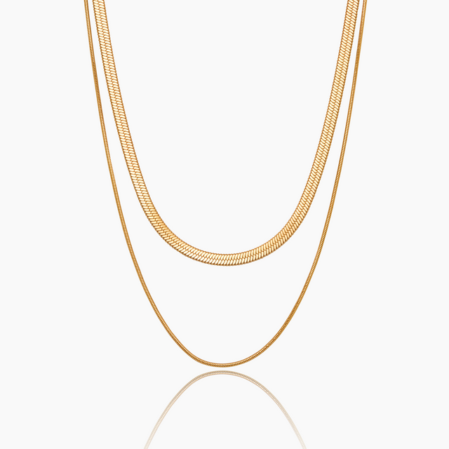 Layered Double Snake Chain Necklace