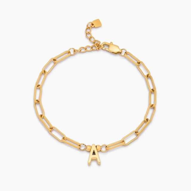 Paperclip Initial Charm Bracelet