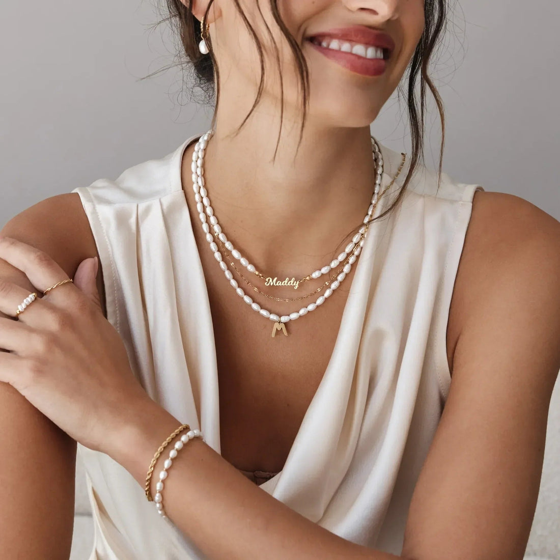 Pearl Necklace with Initial