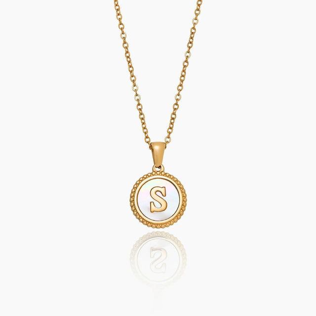 Necklace with Mother-of-Pearl Initial Pendant