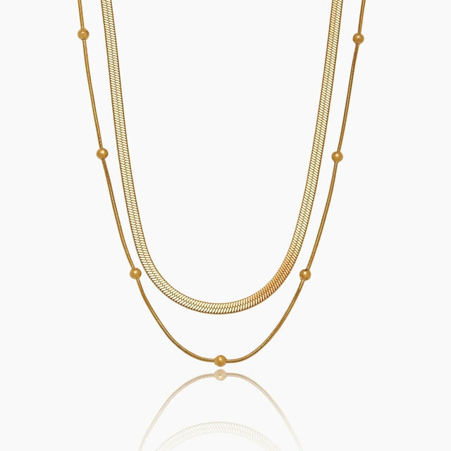 Double Necklace with Snake and Satellite Chain