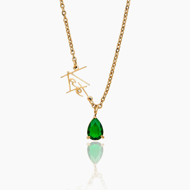 Signature Name Necklace with Birthstone