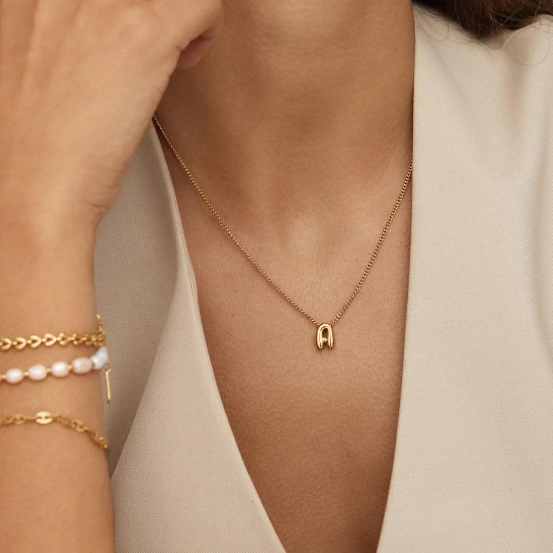 Necklace with Bubble Initial Charm
