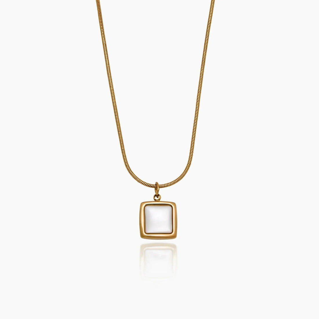 Square Mother-of-Pearl Pendant Necklace