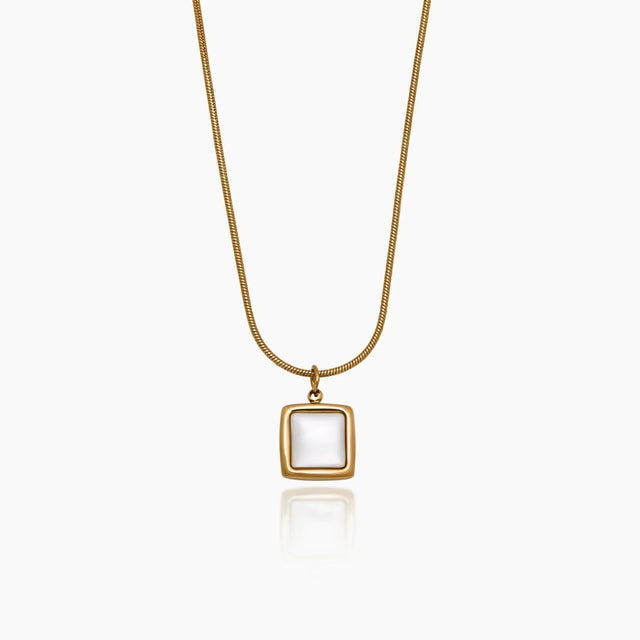 Square Mother-of-Pearl Pendant Necklace