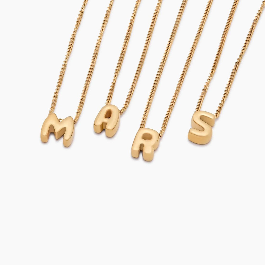 Necklace with Bubble Initial Charm